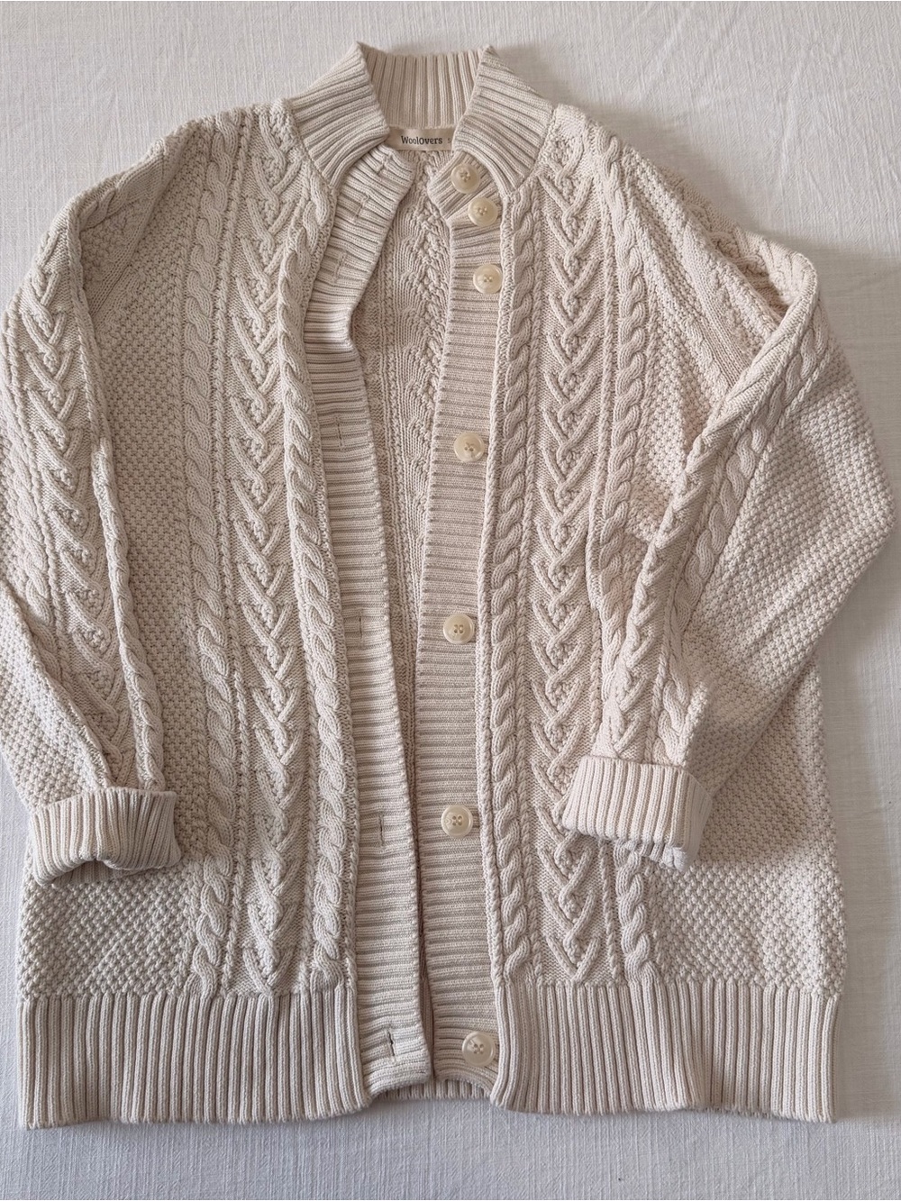 Woolovers 100% Cotton Button Front Cream Cardigan
